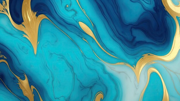 Majestic Cyan Teal and golden gilded marble background