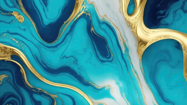 Majestic Cyan Teal and golden gilded marble background