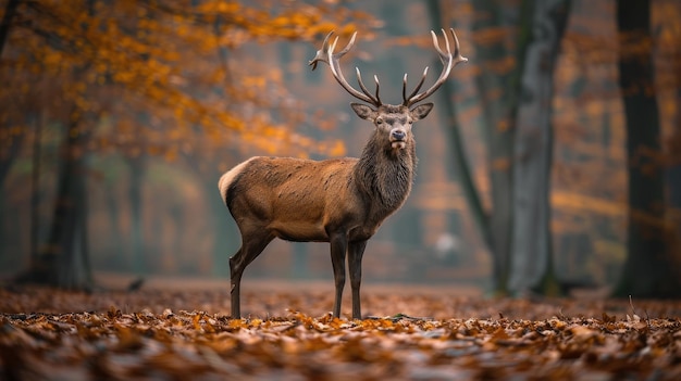 Majestic Deer in Autumn Forest