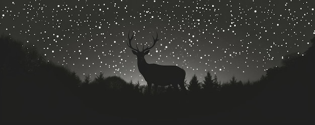 Photo majestic deer standing in forest under a starry night sky