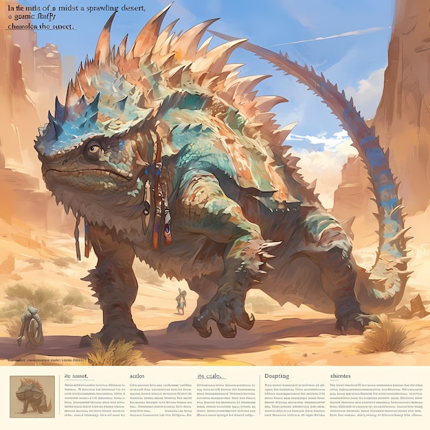 Majestic Desert Lizard Fantasy Creature Art