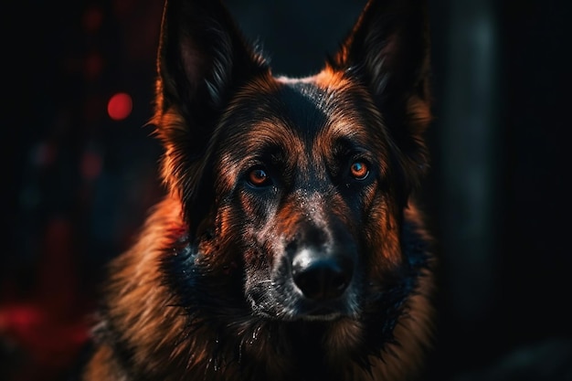 雄大な犬ジャーマン シェパード黒オレンジ赤と白のカラー パレット
