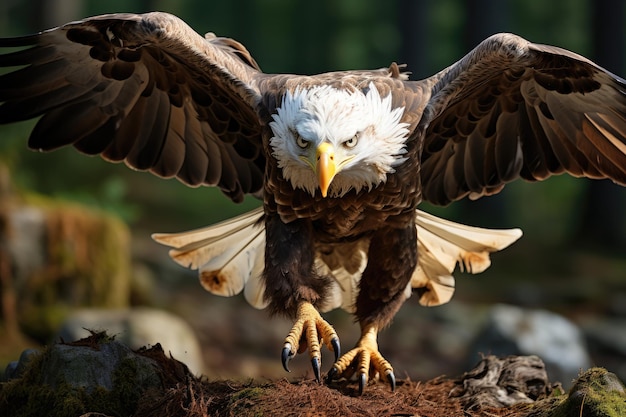 Foto maestosa aquila nel santuario degli uccelli generativo ia