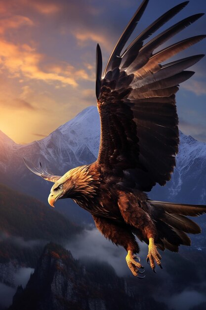 A majestic eagle flying in the sky