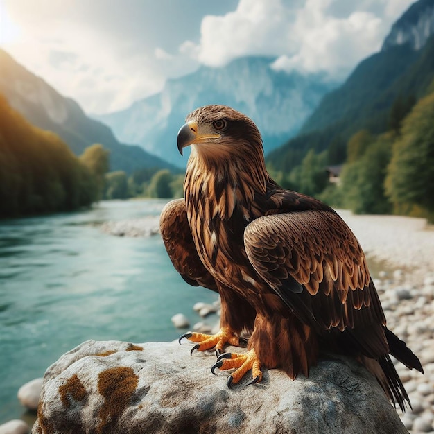 自然の背景に 壮大な鷹が生まれました