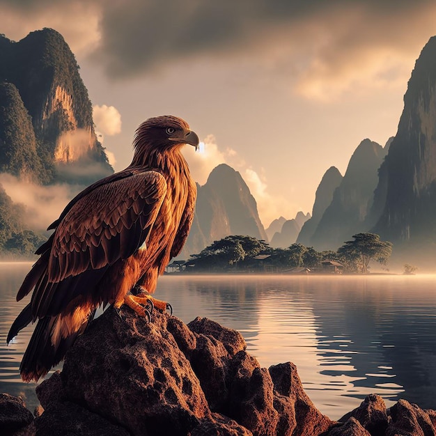 A majestic eagle in nature background ai generated