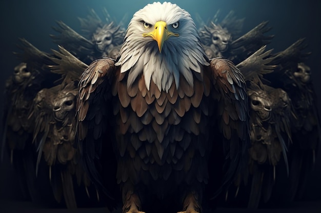 Majestic Eagle Perched on a Branch Generative AI