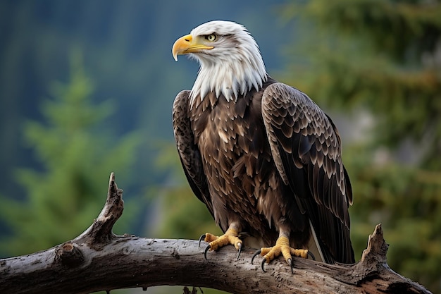 Majestic Eagle Perched on a Branch Generative AI