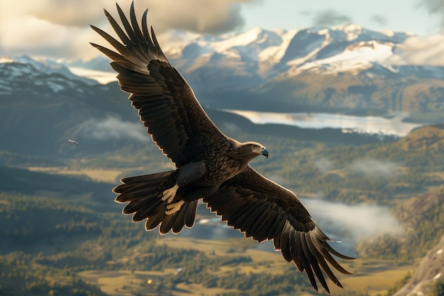 A majestic eagle soaring overhead