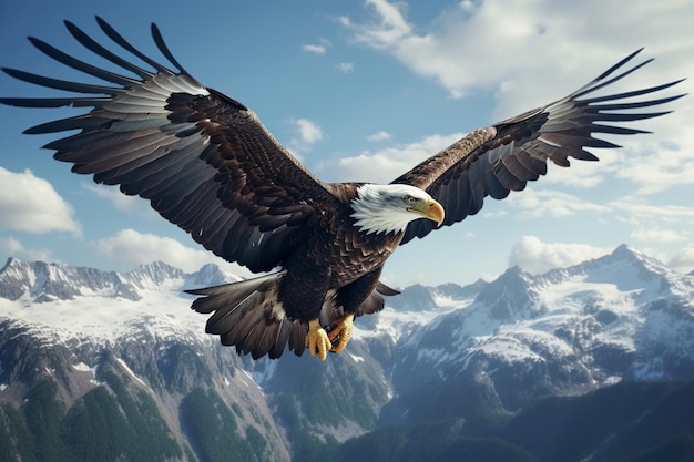 majestic eagle soaring with its magnificent feathers