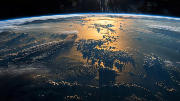 Photo majestic earth sunrise from space