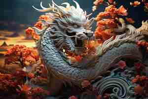 Photo majestic elegance colorful chinese dragon paper cutout