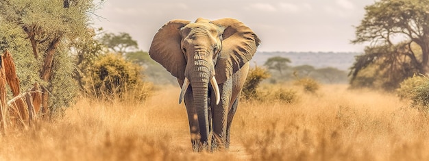 Majestic elephant in africa savannah made with Generative AI