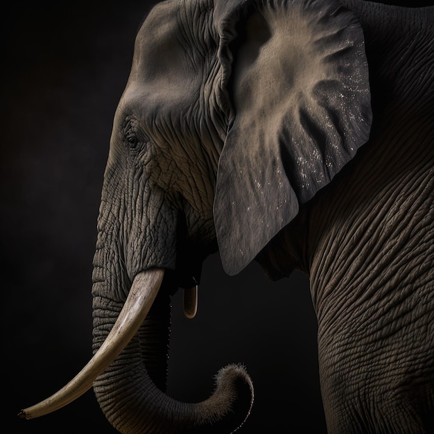 Majestic elephant portrait in studio Generative Ai