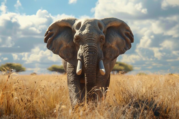 A majestic elephant roaming the savanna