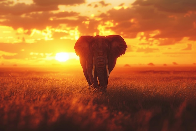 Photo majestic elephant roaming through the african sava