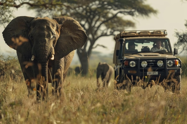 Photo majestic elephant and safari adventure
