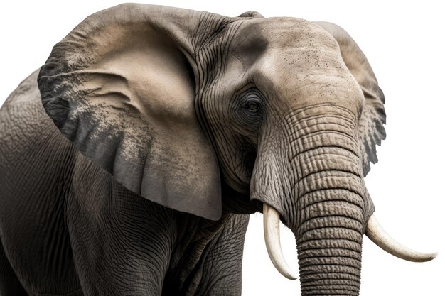 Majestic Elephant Standing on White Background