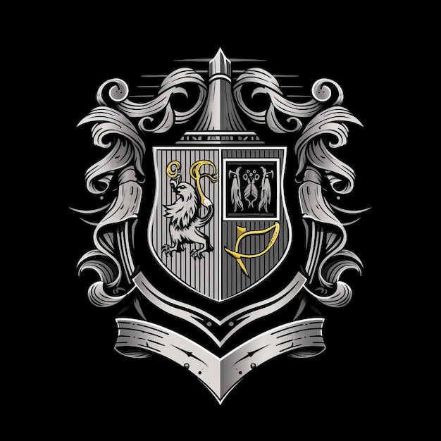 Photo the majestic emblem of service harry potterinspired crest uniting knightly valor slaying and cla