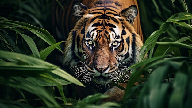 Величественная встреча: наблюдение за грацией и силой дикого тигра в его естественной среде обитания
