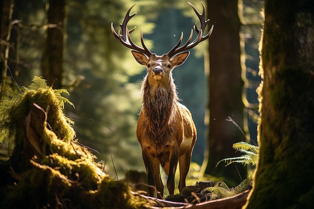 Majestic european wilderness with stag generative ai