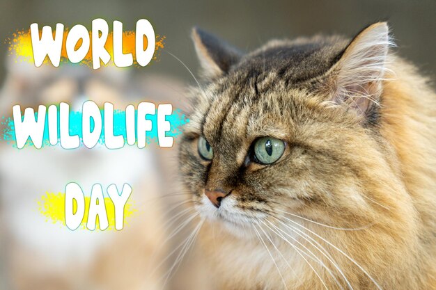 Photo majestic feline contemplates nature on world wildlife day