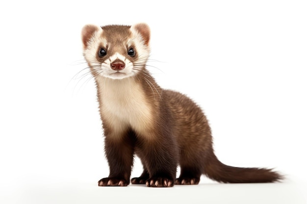 Majestic Ferret on White Background