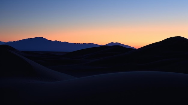 Photo the majestic form of desert dunes against the twilight sky