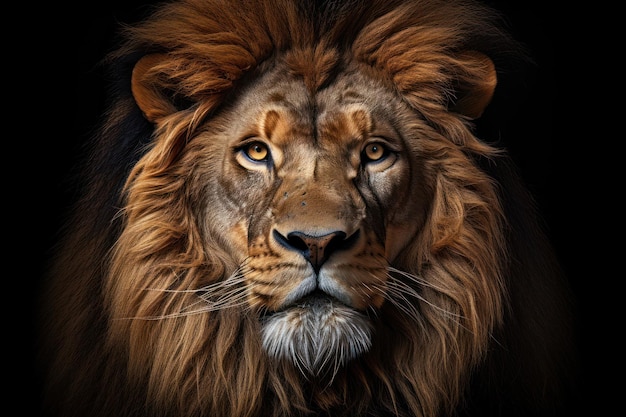 Majestic Gaze Powerful Lion Locking Eyes with the Camera Generative AI