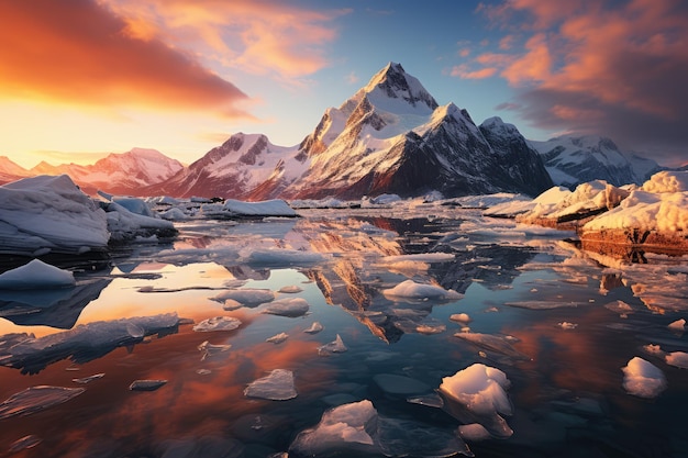 Majestic glacier standing tall amidst a frozen landscape ai generated