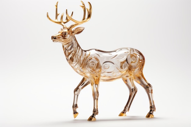 Foto majestic glass deer figurine met gewei op witte of png doorzichtige achtergrond