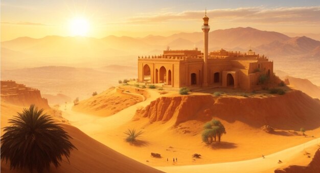 Photo a majestic goldenhued landscape of the prophets for background