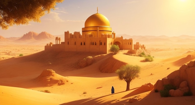 A majestic goldenhued landscape of the Prophets for Background