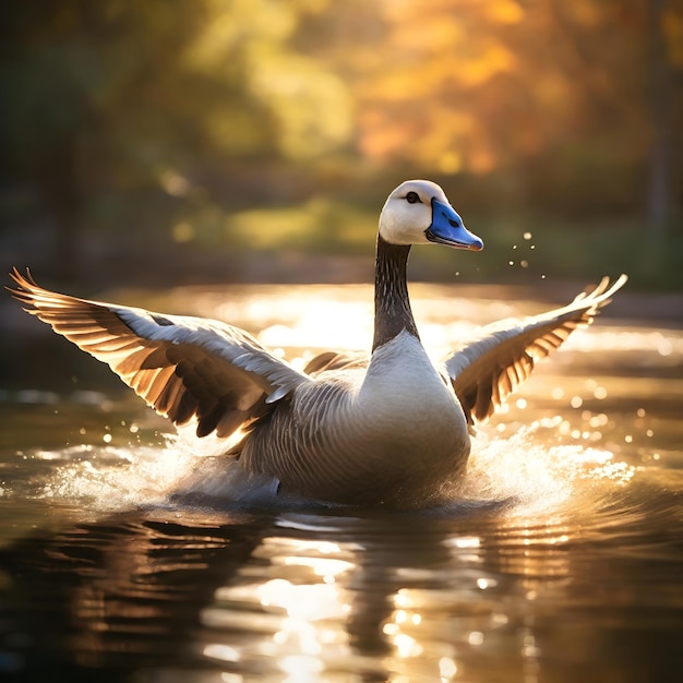 Majestic Goose Closeup on a Sunlit Pond