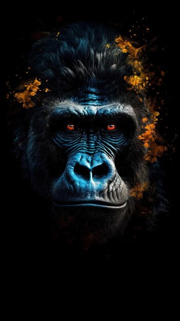 Majestic Gorilla in Bokeh Style on Dark Background Generative AI