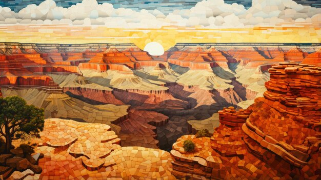 Photo majestic grand canyon a mosaicinspired realism painting