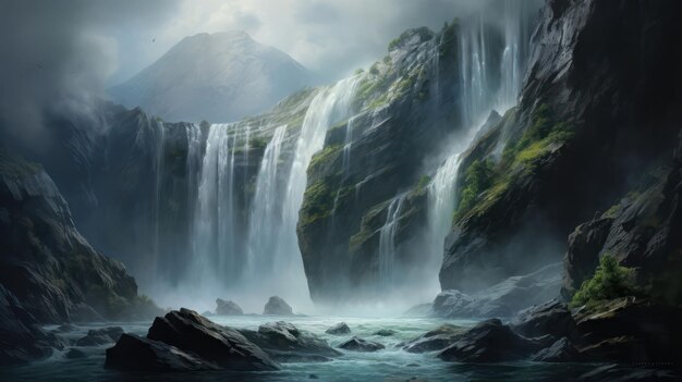 Majestic Great Waterfall in the Wilderness