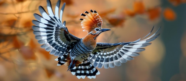 Majestic Hoopoe Bird Soaring in Flight