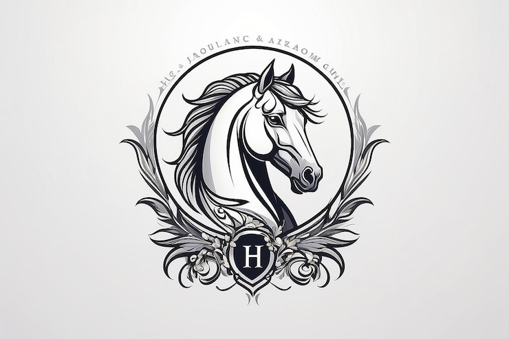 Photo majestic horse logo template nobility and grace