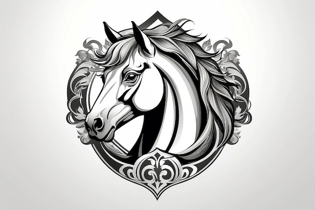 Photo majestic horse logo template nobility and grace