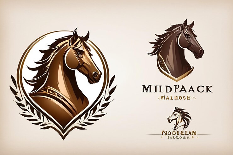 Photo majestic horse logo template nobility and grace