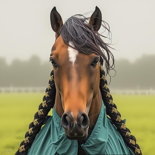 Majestic Horse met gevlochten manen Animal Stock Image