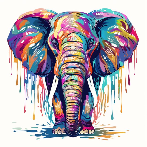 Majestic Hue Abstract Elephant gekleurde tekening