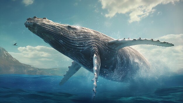 Photo a majestic humpback whale breaks the surface