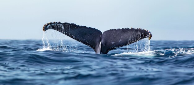 マジェスティック・ハンプバック・クジラの尾の転がり