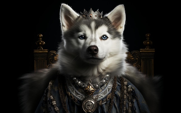 Photo majestic husky in regal renaissance style isolated on transparent background