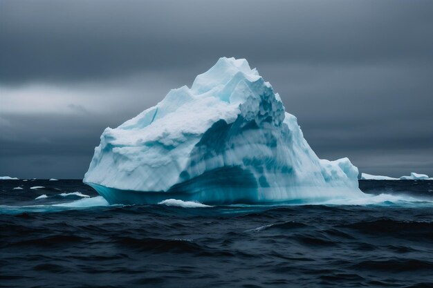 북극해 인공 지능에 떠 있는 장엄한 빙산 생성