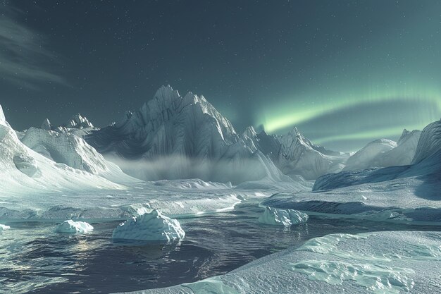 写真 北極の光の下にある 壮大な氷山