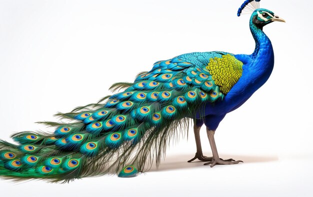 Premium AI Image | Majestic Indian Peafowl Bird in from Back Isolated
