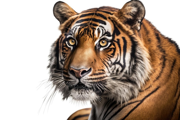 Majestic Indian Tiger on White Background